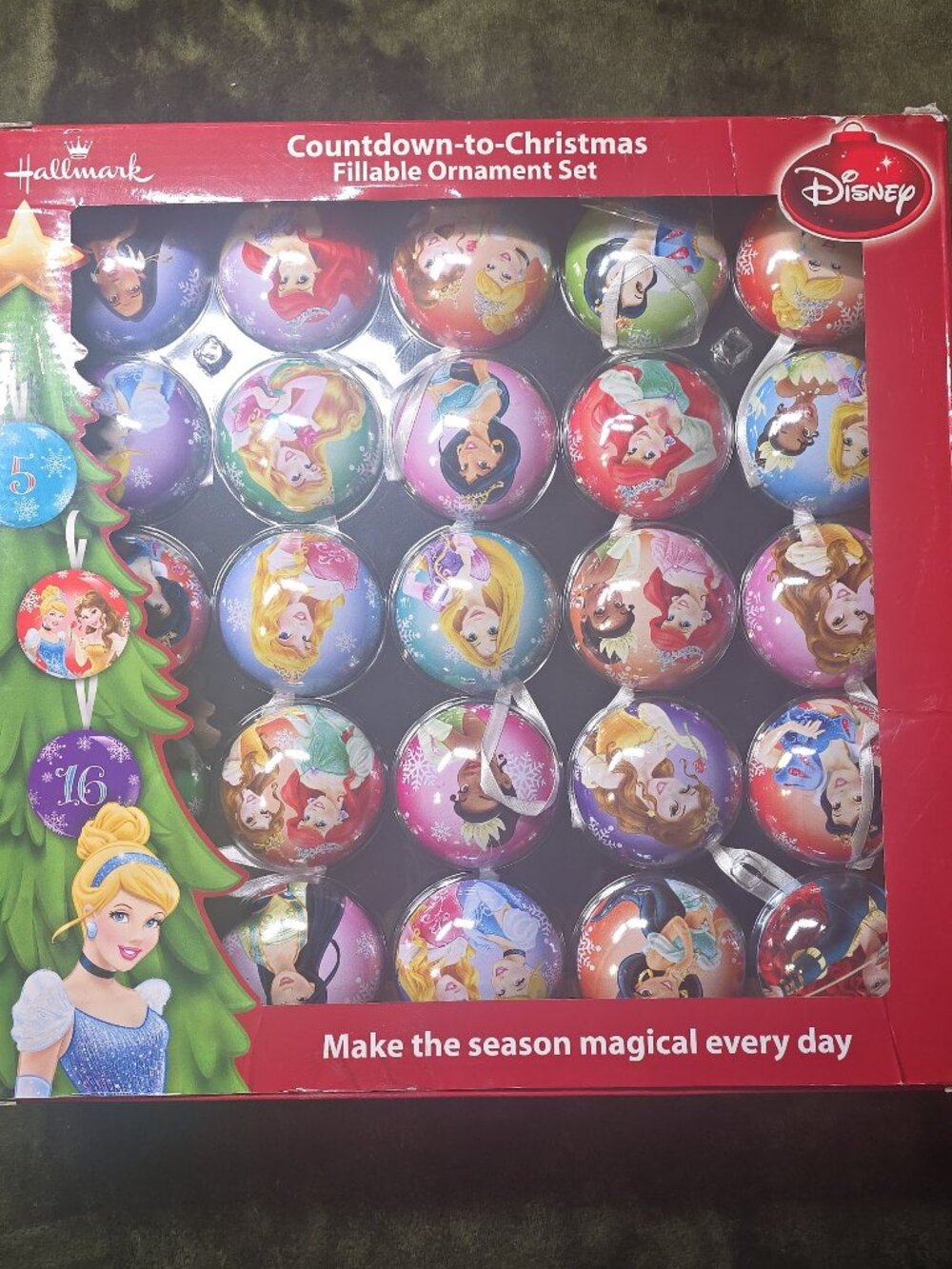 Hallmark Disney Princess Countdown to Christmas 25 Fillable Ornament Set (Target